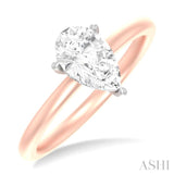 1/20 ctw Pear Shape Round Cut Diamond Semi Mount Engagement Ring in 14K Rose and White Gold