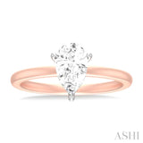 1/20 ctw Pear Shape Round Cut Diamond Semi Mount Engagement Ring in 14K Rose and White Gold