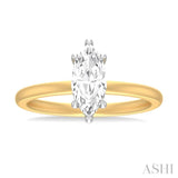 1/20 ctw Marquise Shape Round Cut Diamond Semi Mount Engagement Ring in 14K Yellow and White Gold