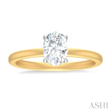 1/20 ctw Oval Shape Round Cut Diamond Semi Mount Engagement Ring in 14K Yellow and White Gold