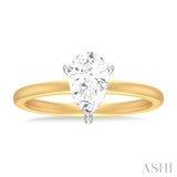 1/20 ctw Pear Shape Round Cut Diamond Semi Mount Engagement Ring in 14K Yellow and White Gold
