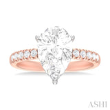 1/3 ctw Pear Shape Round Cut Diamond Semi Mount Engagement Ring in 14K Rose and White Gold