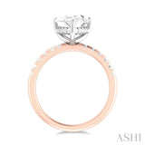 1/3 ctw Pear Shape Round Cut Diamond Semi Mount Engagement Ring in 14K Rose and White Gold