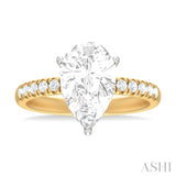 1/3 ctw Pear Shape Round Cut Diamond Semi Mount Engagement Ring in 14K Yellow and White Gold