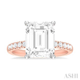 1/3 ctw Emerald Shape Round Cut Diamond Semi Mount Engagement Ring in 14K Rose and White Gold