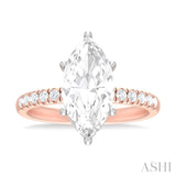 1/3 ctw Marquise Shape Round Cut Diamond Semi Mount Engagement Ring in 14K Rose and White Gold