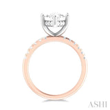 1/3 ctw Marquise Shape Round Cut Diamond Semi Mount Engagement Ring in 14K Rose and White Gold