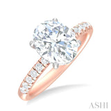 1/3 ctw Oval Shape Round Cut Diamond Semi Mount Engagement Ring in 14K Rose and White Gold