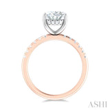 1/3 ctw Oval Shape Round Cut Diamond Semi Mount Engagement Ring in 14K Rose and White Gold