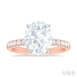 1/3 ctw Oval Shape Round Cut Diamond Semi Mount Engagement Ring in 14K Rose and White Gold