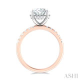 1/3 ctw Oval Shape Round Cut Diamond Semi Mount Engagement Ring in 14K Rose and White Gold