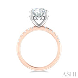 1/3 ctw Oval Shape Round Cut Diamond Semi Mount Engagement Ring in 14K Rose and White Gold