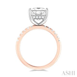 1/3 ctw Princess Shape Round Cut Diamond Semi Mount Engagement Ring in 14K Rose and White Gold