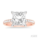 1/3 ctw Princess Shape Round Cut Diamond Semi Mount Engagement Ring in 14K Rose and White Gold