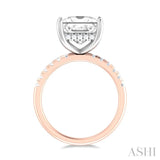 1/3 ctw Princess Shape Round Cut Diamond Semi Mount Engagement Ring in 14K Rose and White Gold