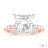 1/3 ctw Princess Shape Round Cut Diamond Semi Mount Engagement Ring in 14K Rose and White Gold