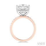 1/3 ctw Princess Shape Round Cut Diamond Semi Mount Engagement Ring in 14K Rose and White Gold