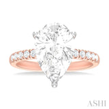 1/3 ctw Pear Shape Round Cut Diamond Semi Mount Engagement Ring in 14K Rose and White Gold