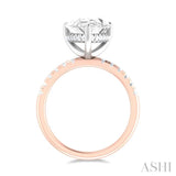 1/3 ctw Pear Shape Round Cut Diamond Semi Mount Engagement Ring in 14K Rose and White Gold