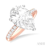 1/3 ctw Pear Shape Round Cut Diamond Semi Mount Engagement Ring in 14K Rose and White Gold