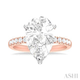 1/3 ctw Pear Shape Round Cut Diamond Semi Mount Engagement Ring in 14K Rose and White Gold