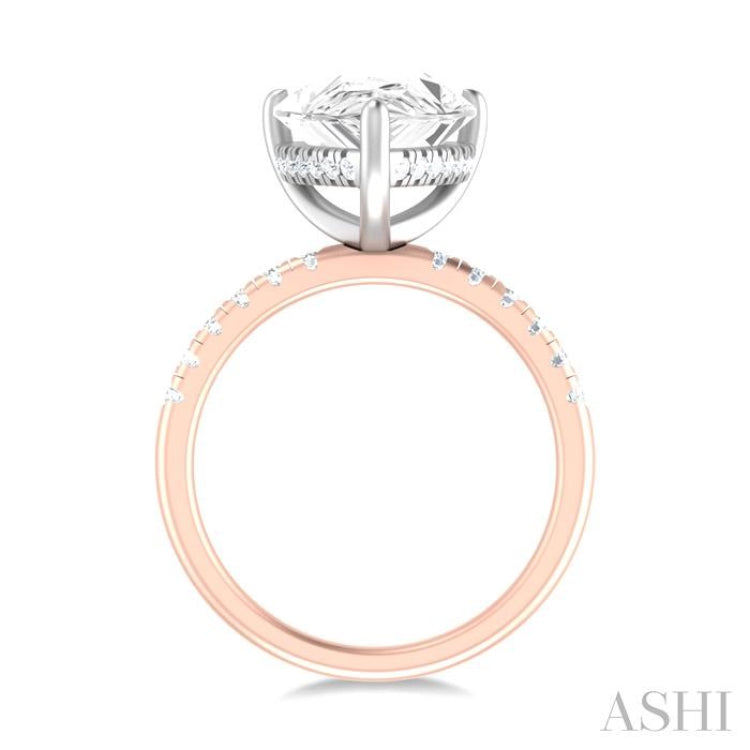 1/3 ctw Pear Shape Round Cut Diamond Semi Mount Engagement Ring in 14K Rose and White Gold