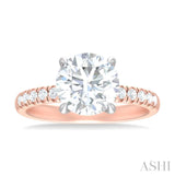 1/3 ctw Circular Shape Round Cut Diamond Semi Mount Engagement Ring in 14K Rose and White Gold