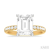 1/3 ctw Emerald Shape Round Cut Diamond Semi Mount Engagement Ring in 14K Yellow and White Gold