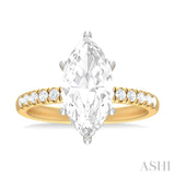 1/3 ctw Marquise Shape Round Cut Diamond Semi Mount Engagement Ring in 14K Yellow and White Gold
