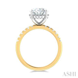 1/3 ctw Oval Shape Round Cut Diamond Semi Mount Engagement Ring in 14K Yellow and White Gold