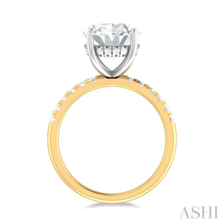 1/3 ctw Oval Shape Round Cut Diamond Semi Mount Engagement Ring in 14K Yellow and White Gold
