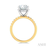 1/3 ctw Oval Shape Round Cut Diamond Semi Mount Engagement Ring in 14K Yellow and White Gold