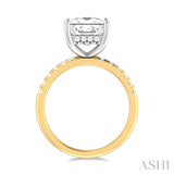 1/3 ctw Princess Shape Round Cut Diamond Semi Mount Engagement Ring in 14K Yellow and White Gold