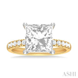 1/3 ctw Princess Shape Round Cut Diamond Semi Mount Engagement Ring in 14K Yellow and White Gold