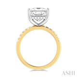 1/3 ctw Princess Shape Round Cut Diamond Semi Mount Engagement Ring in 14K Yellow and White Gold