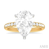 1/3 ctw Pear Shape Round Cut Diamond Semi Mount Engagement Ring in 14K Yellow and White Gold