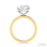 1/3 ctw Pear Shape Round Cut Diamond Semi Mount Engagement Ring in 14K Yellow and White Gold