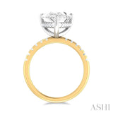 1/3 ctw Pear Shape Round Cut Diamond Semi Mount Engagement Ring in 14K Yellow and White Gold