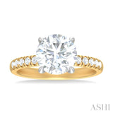 1/3 ctw Circular Shape Round Cut Diamond Semi Mount Engagement Ring in 14K Yellow and White Gold