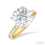 1/3 ctw Circular Shape Round Cut Diamond Semi Mount Engagement Ring in 14K Yellow and White Gold
