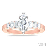 1 ctw Marquise Shape Emerald and Round Cut Diamond Semi Mount Engagement Ring in 14K Rose and White Gold