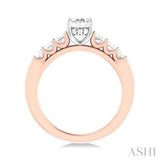 1 ctw Oval Shape Emerald and Round Cut Diamond Semi Mount Engagement Ring in 14K Rose and White Gold