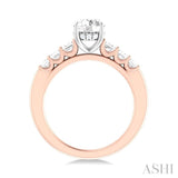 1 ctw Round Shape Emerald and Round Cut Diamond Semi Mount Engagement Ring in 14K Rose and White Gold