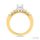 1 ctw Emerald Shape Emerald and Round Cut Diamond Semi Mount Engagement Ring in 14K Yellow and White Gold