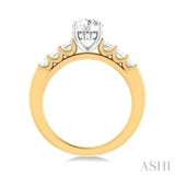 1 ctw Round Shape Emerald and Round Cut Diamond Semi Mount Engagement Ring in 14K Yellow and White Gold