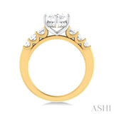 1 1/5 ctw Marquise Shape Emerald and Round Cut Diamond Semi Mount Engagement Ring in 14K Yellow and White Gold