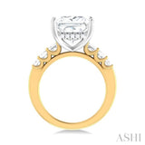 1 1/4 ctw Princess Shape Emerald and Round Cut Diamond Semi Mount Engagement Ring in 14K Yellow and White Gold