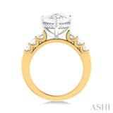 1 1/4 ctw Pear Shape Emerald and Round Cut Diamond Semi Mount Engagement Ring in 14K Yellow and White Gold
