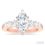 1 ctw Marquise Shape Oval and Round Cut Diamond Semi Mount Engagement Ring in 14K Rose and White Gold