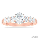 1 ctw Oval Shape Oval and Round Cut Diamond Semi Mount Engagement Ring in 14K Rose and White Gold